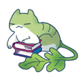 Cat reading a book